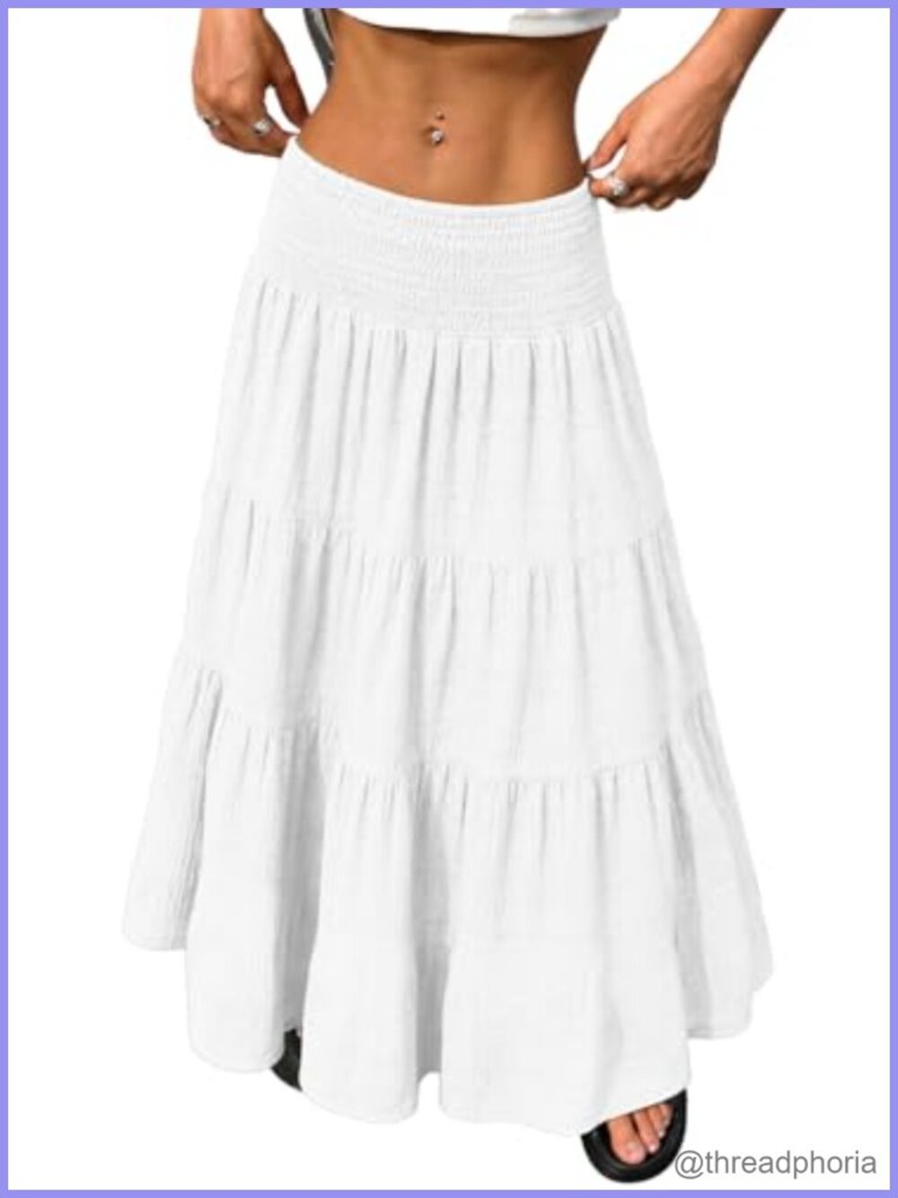 Boho Maxi Skirt Tiered A-Line Flowy Summer Vacation Outfit